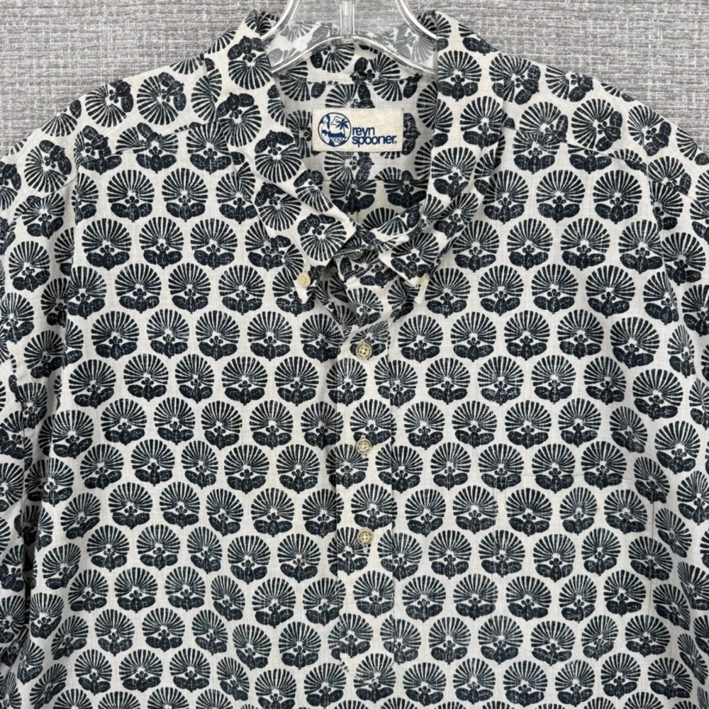 Reyn Spooner Shirt Sz 3XL Black Floral Tree Bold Jungle Leaves‎ Kloth Popover